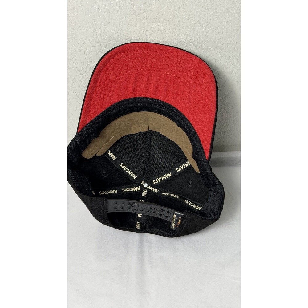MAMCAPS Black Red Snapback Hat Adjustable Blank Plain Baseball Cap - Picture 1 of 5